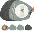 Placemats and Coasters, Washable Reversible Placemats Round Faux Leather by Chitomars