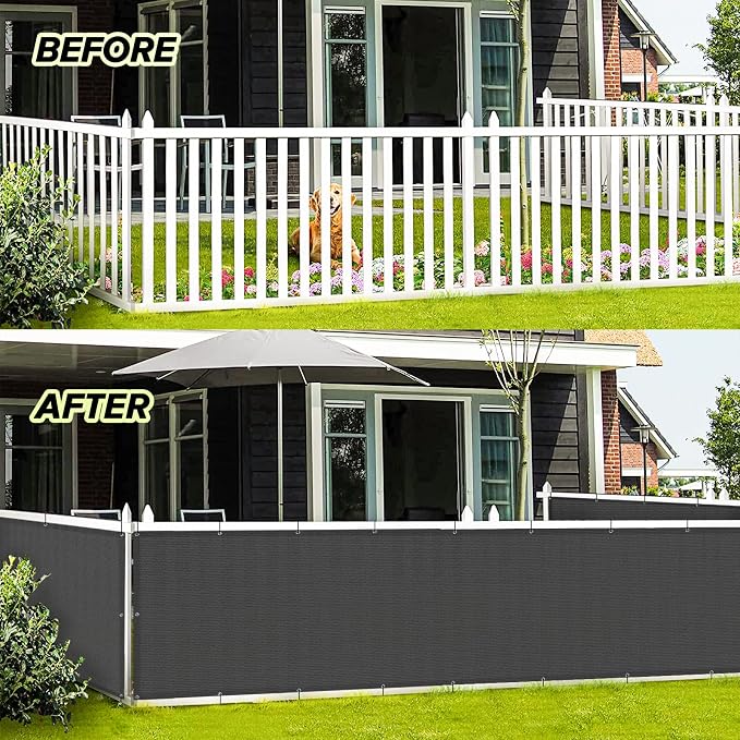 LOVE STORY 2.5' x 10' Dark Grey Balcony Screen Privacy Fence Cover UV - Image 3