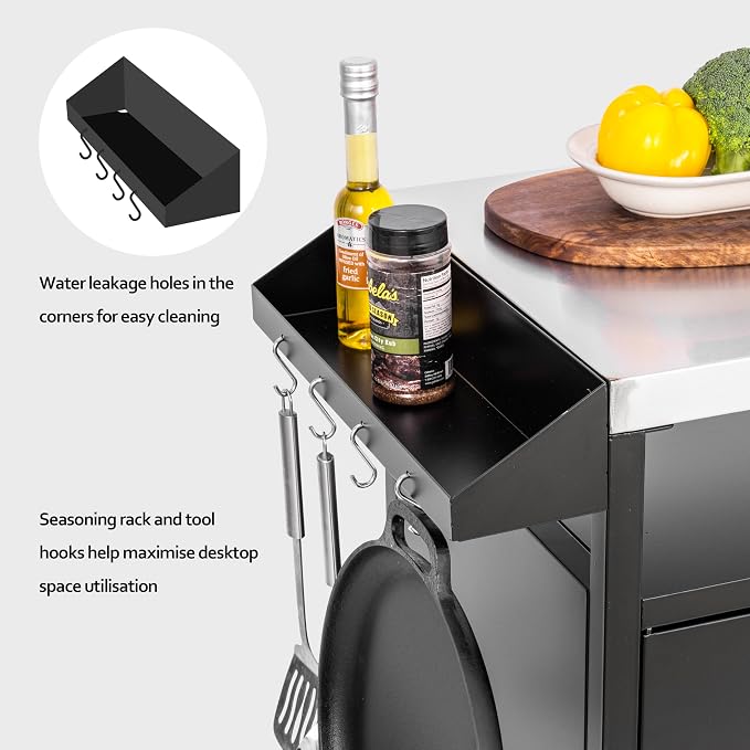 Grill Table Outdoor Kitchen Cabinet, Moveable Outdoor Prep Table & Bar - Image 5