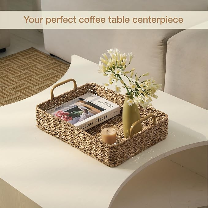 Set of 2 Rectangular Seagrass Trays - Image 2