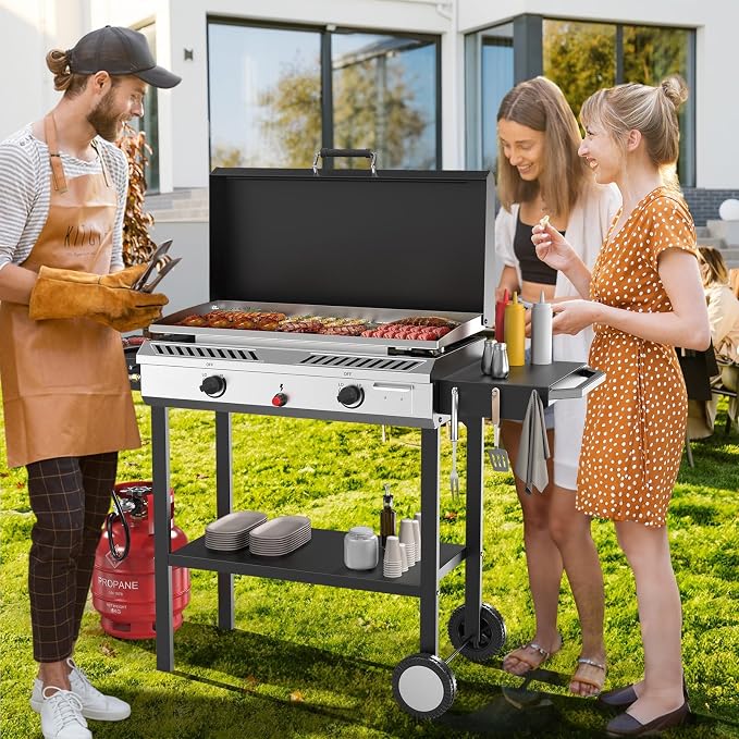 Bonnlo 2-in-1 Propane Stove and Griddle, Iginition Outdoor Gas Cooker - Image 7