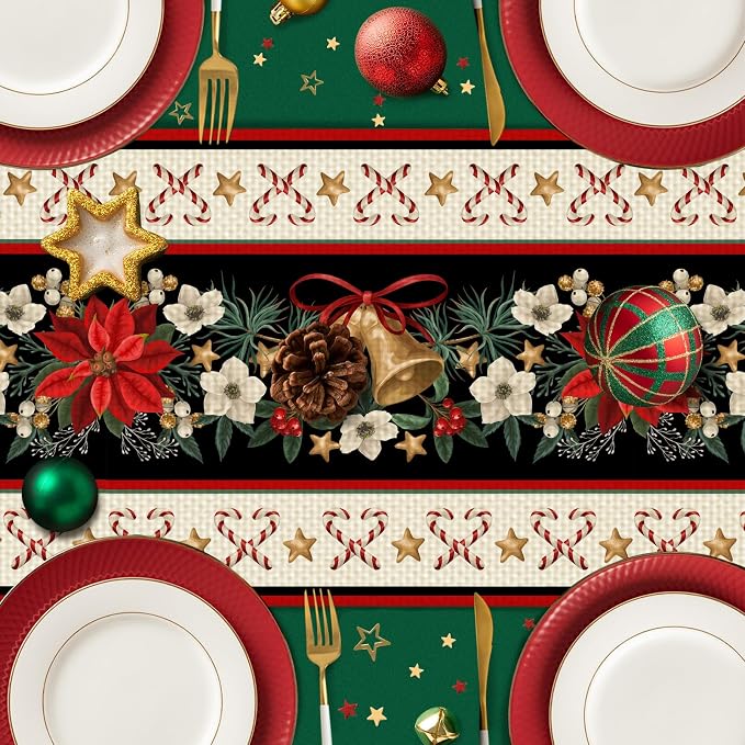 Christmas Bells Table Runner Burlap Kitchen Dining Linen Table Decoration - Image 5