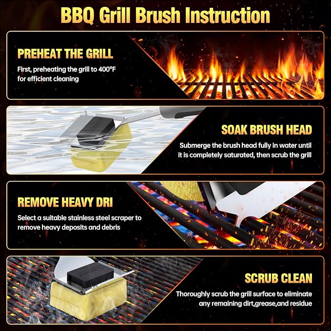 Grill Brush Bristle Free for Outdoor Grill, Steam Grill Cleaning Brush - Image 6