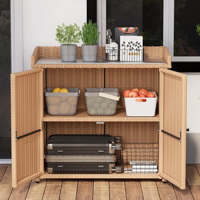 AECOJOY Outdoor Storage Cabinet & Potting Bench Table - Image 3