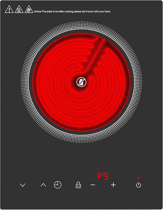 single burner Electric Cooktop, 110V 1800W Electric Stove Top by PORFRITOR