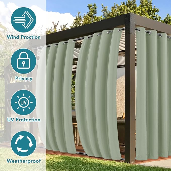 HolidayIdeas Outdoor Curtains for Patio Waterproof-4 Panels 54x84 Inch - Image 3