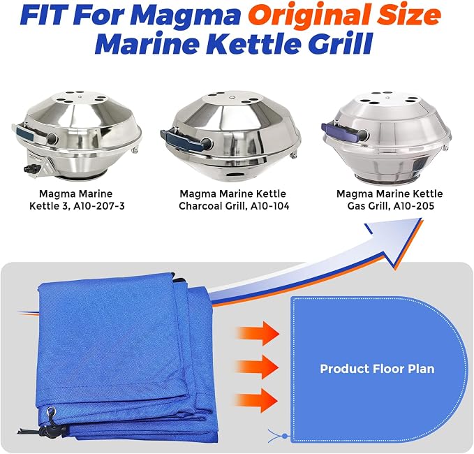 Marine Kettle Grill Cover for Magma Original Size Marine Kettle Grill A10-205 - Image 5