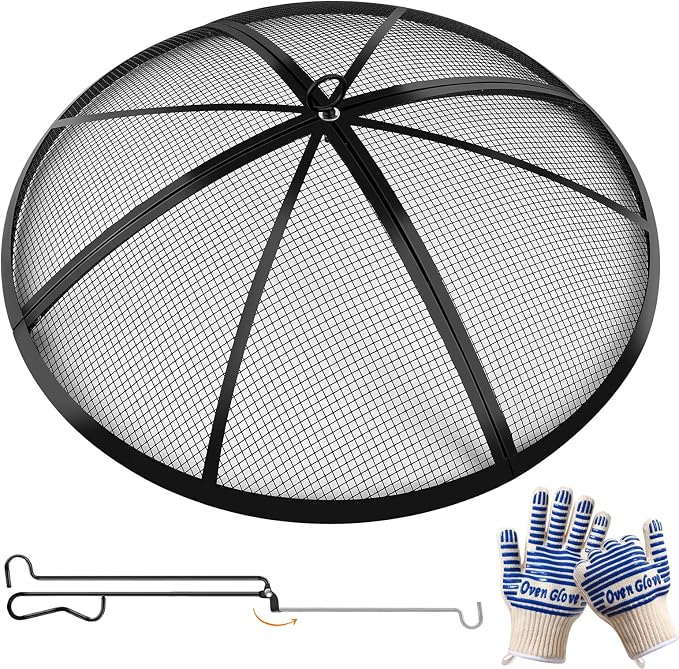 Fire Pit Spark Screen, Outdoor 27 Inch Round Fire Pit Screen by Baitedelai