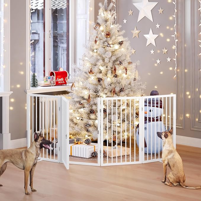 Vantas Folding No-Assembly Metal Pet Gate 80" Wide, Freestanding Accordion - Image 2