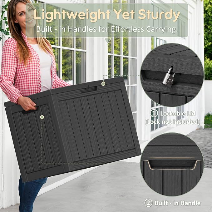 Outdoor Storage Box, Resin Deck Boxes Indoor and outdoor, Waterproof Storage - Image 4