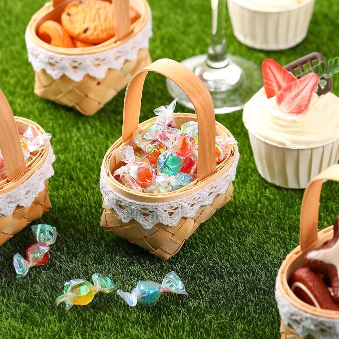 Geelin 12 Pcs Mini Flower Girl Basket Mini Woven Baskets - Image 7