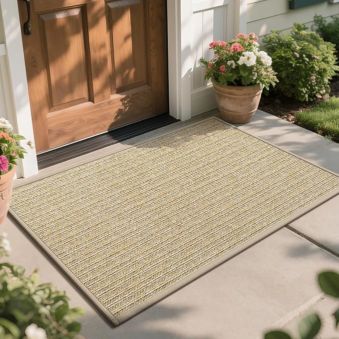 Front Door Mat 31"x47", Heavy Duty Waterproof Dirt Trapping Non-Slip Doormats by QiCaiJia