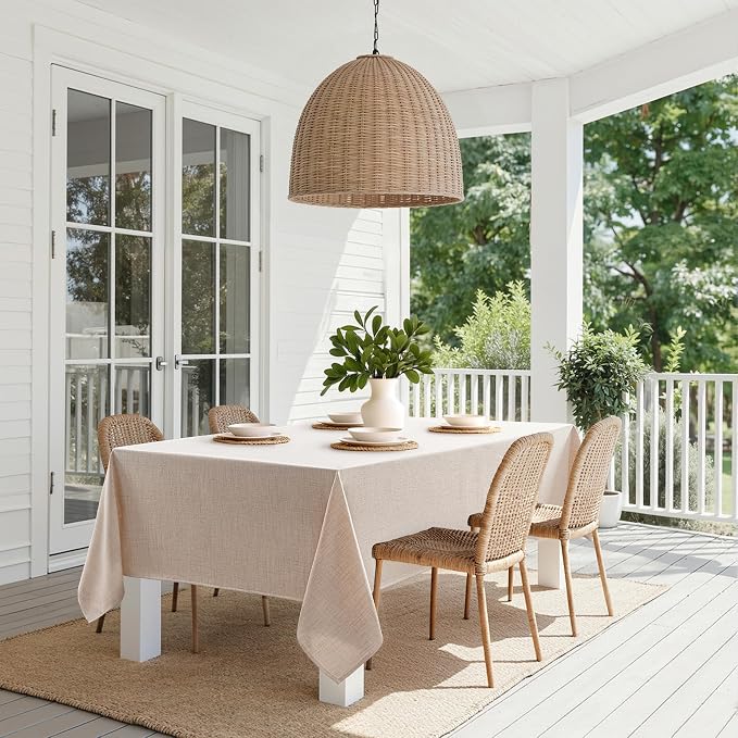 MIULEE Natural Linen Polyester Tablecloth 52x70 Inch Spring Rectangle Table - Image 8
