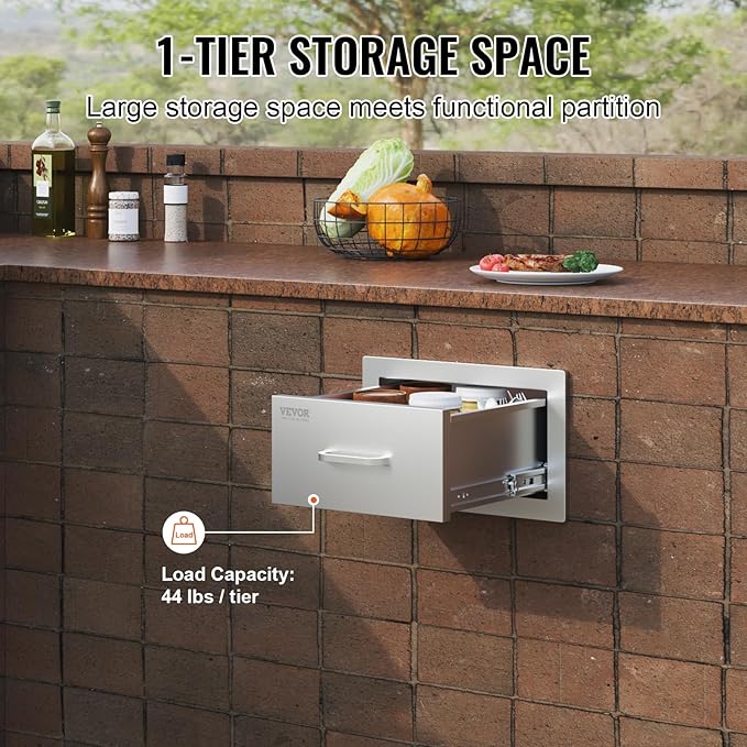 VEVOR 14x8.5 Inch Outdoor Kitchen Drawers Stainless Steel, Flush Mount Double - Image 5