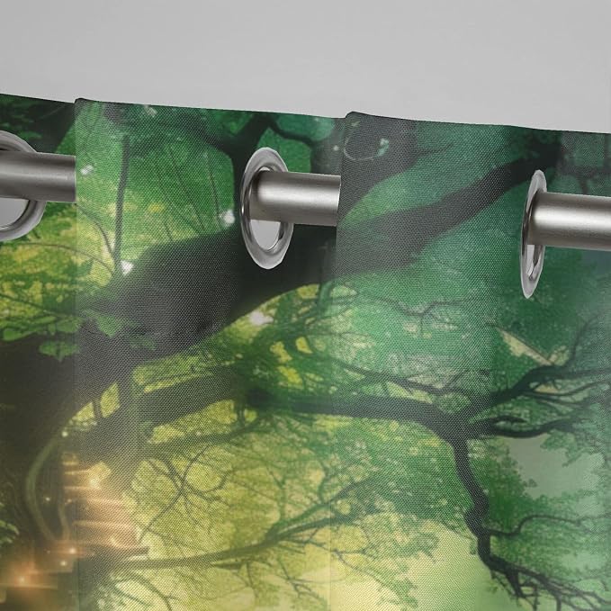 Fantasy Theme Outdoor Curtains for Patio Waterproof, Forest Pattern, UV and - Image 4