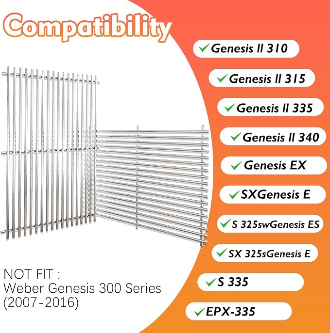 19.5" Grill Grates for Weber Genesis 300 Series，Cooking Grates for Weber - Image 5