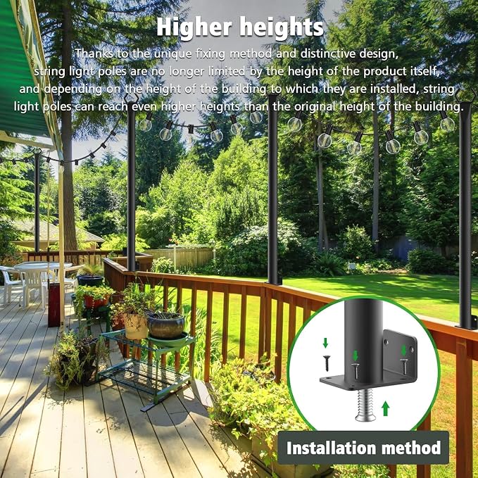 2 Pack String Light Poles, 5Ft Metal Poles - Image 5