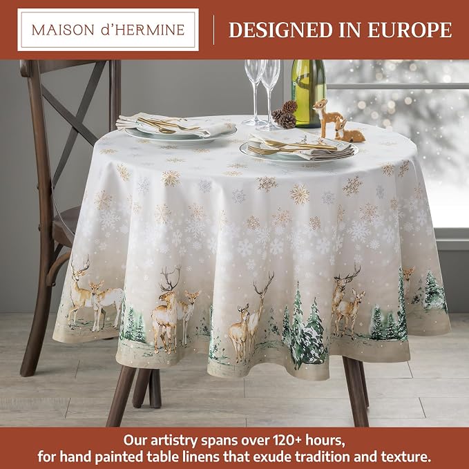 Maison d' Hermine Table Cloth Round Table 100% Cotton 63 Inches Fall Tablecloth - Image 2