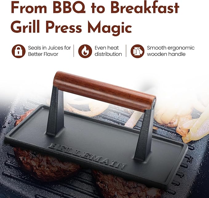 Bellemain Bacon Press Rectangle | Heavy-Duty Cast Iron Grill Press - Image 8