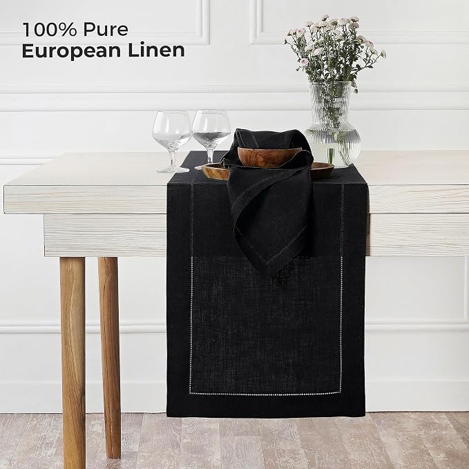 D'Moksha Homes Linen Black Table Runner 60 Inches - Image 3