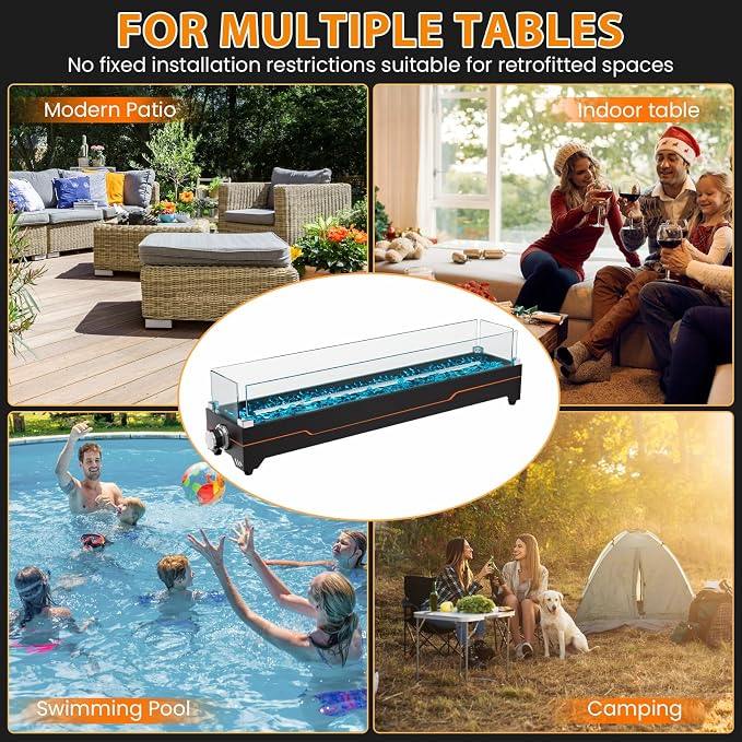 GRISUN 36" Table Top Propane Fire Pit, 50000 BTU Tabletop Gas Fire Pit - Image 8