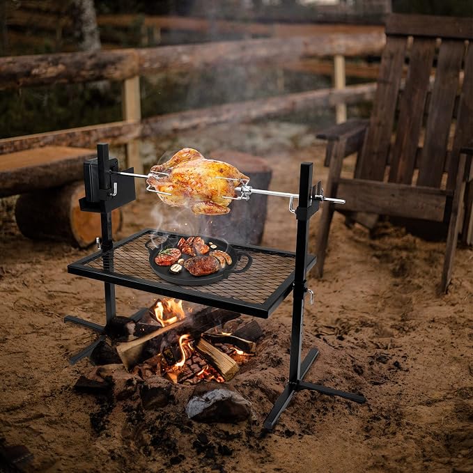 Onlyfire Adjustable Outdoor Camping Rotisserie Grill System and Spit Kit - Image 6