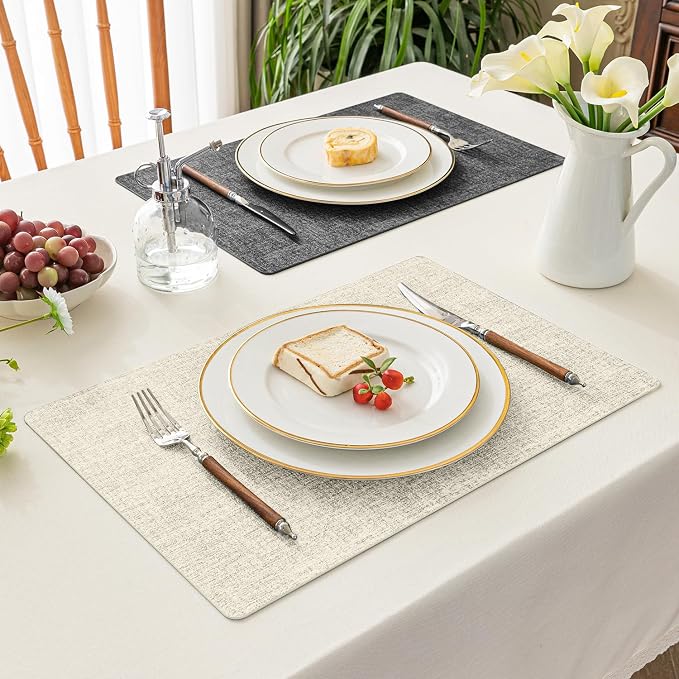 Romanstile Reversible Vinyl Placemats Set of 4, Faux Leather 100% Waterproof - Image 6