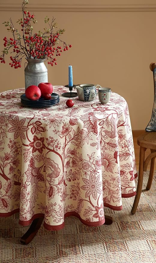 ISAENNE Designer French Linen Small Round Tablecloth, Durable Home Decor - Image 8