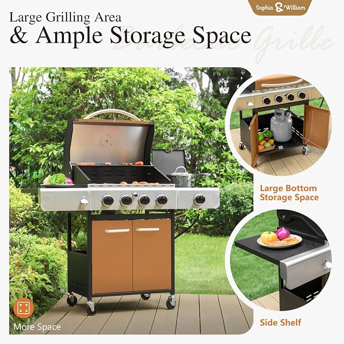 Sophia & William 4-Burner Gas BBQ Grill - Image 5