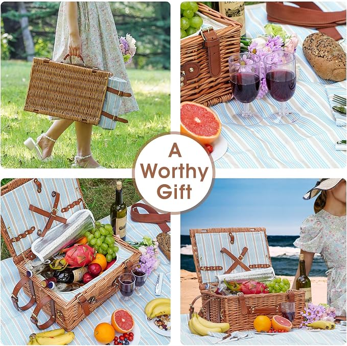 Picnic Cooler Basket Set for 2 Persons - Image 6