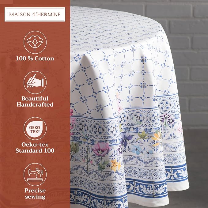 Maison d' Hermine Table Cloth Round Table 100% Cotton 69 Inches Tablecloth - Image 2