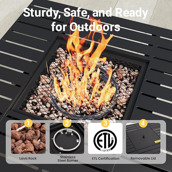 Royalcraft 2 in 1 Propane Fire Pit Table, 50000 BTU Gas Fire Pits Table - Image 6