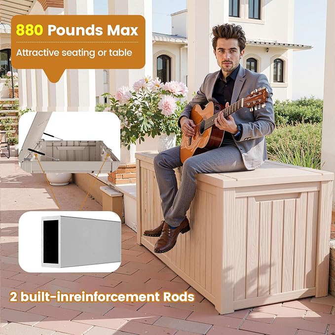 Zapdos Outdoor Storage Box, 180 Gallon Resin Deck Box Resin Patio Storage Box - Image 5