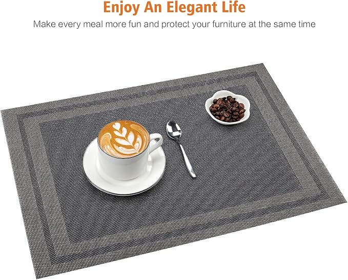 Placemats Set of 8, Vinyl Woven Non Slip Table Mats - Image 6