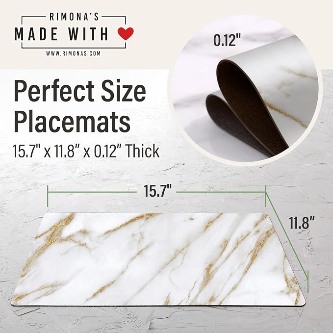 RIMONA'S Heat Resistant Marble Placemats Set of 4 - Image 7