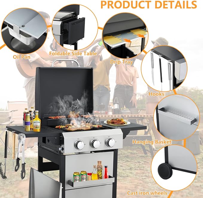 3-Burner Propane Gas BBQ Grill - Image 6