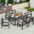 7-Piece Patio Dining Table and Chair Sets, Outdoor Metal Dining Furniture Set by Makeyourlifebetter