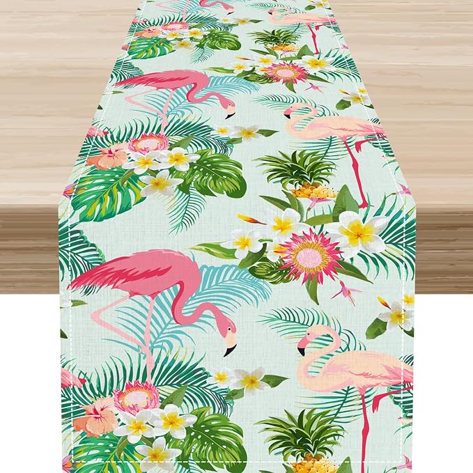 Tropical Table Runner, Hawaii Seasonal Floral Spring Summer Plants Pineapples by Unknown