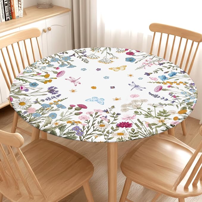 Spring Summer Floral Round Fitted Tablecloth - Image 2