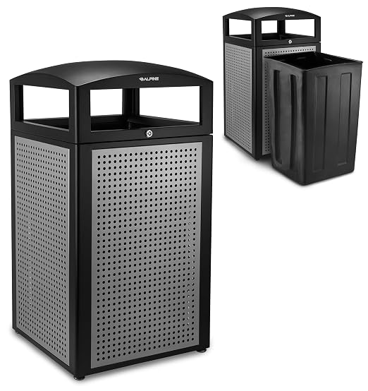 Alpine Industries 40 Gallon Commercial Outdoor Trash Can, Metal by AlpineIndustries