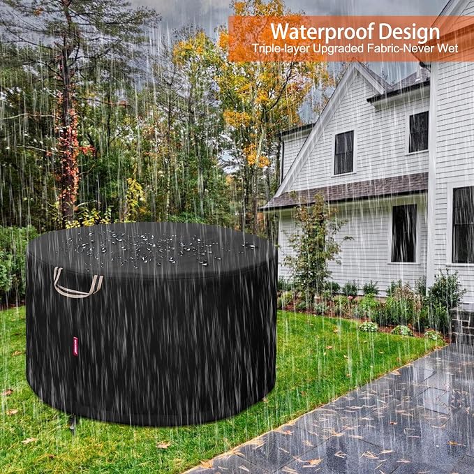 QH.HOME Fire Pit Cover Round for Solo Stove Yukon, 900D Heavy Duty Waterproof - Image 5