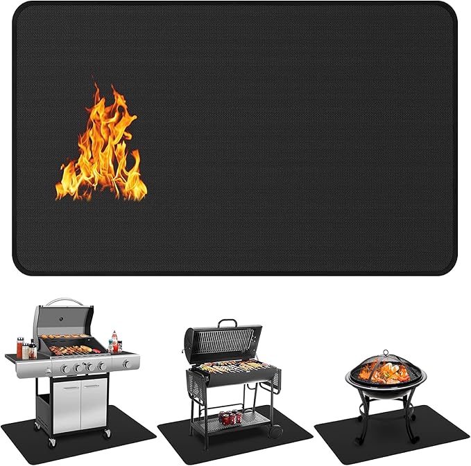 Grill Pads Floor Mats 48 x 30 Inch Black Fiberglass Heat Resistant