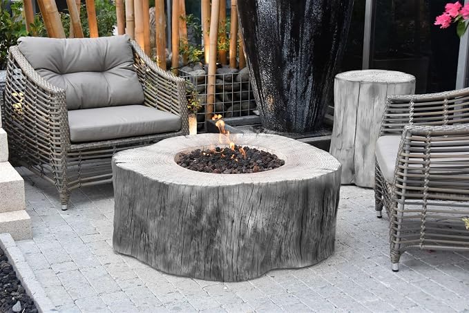 Elementi | Bundle Manchester Gas Fire Pit Cast Concrete Semi-Round Fire Table - Image 7
