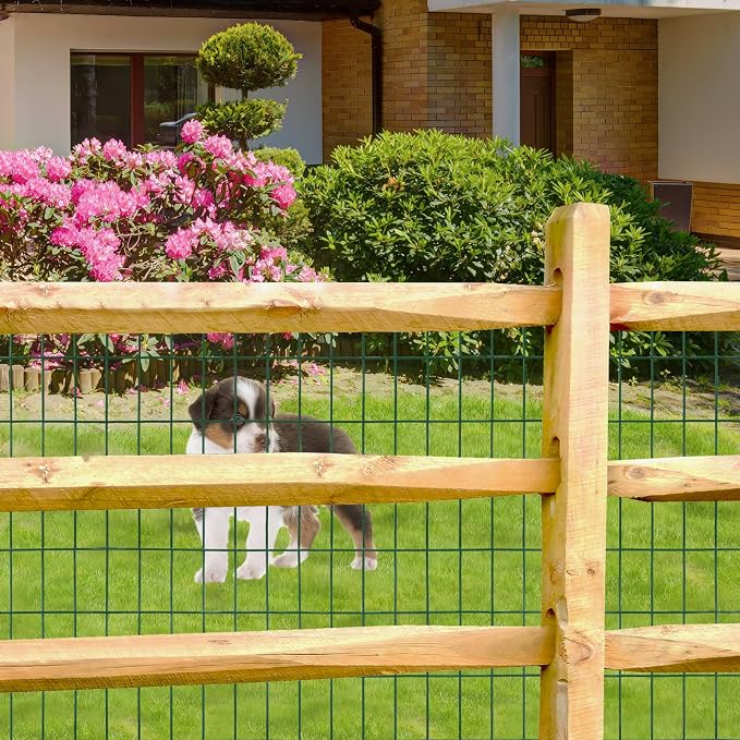 Green PVC Coated Welded Wire Fence 48 Inch x 50 Foot, 2 Inch x 4 Inch 14GA - Image 4