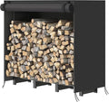 HOOBRO 4FT Firewood Rack with Cover, Outdoor Firewood Log Rack, Adjustable Log by HOOBRO