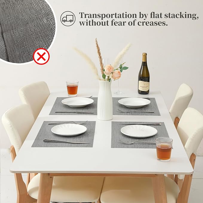 Leetaltree 6PC Grey& 6PC Beige Placemats Set of 12 - Image 6