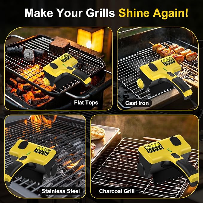 Oxzeps Outdoor Electric BBQ Brush, 2600mAh Battery Capacity 7.4V 2-Speed Power - Image 6