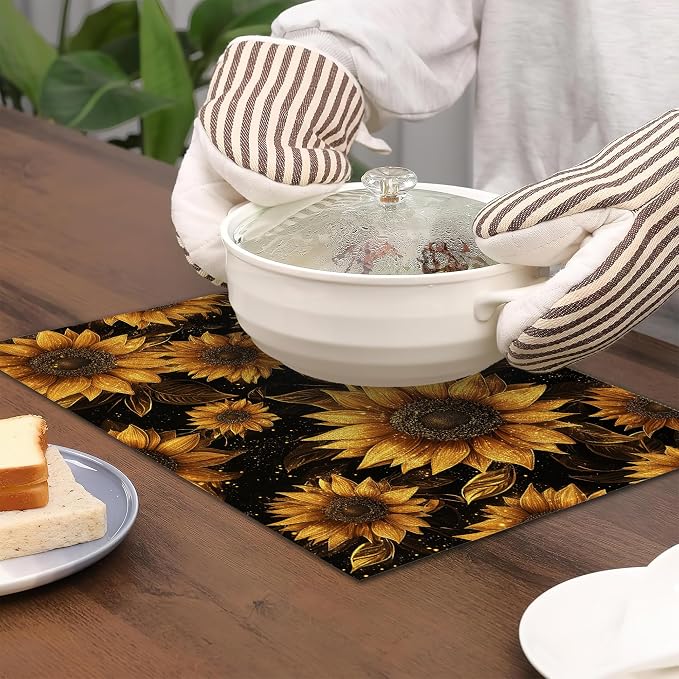 Placemats12x18 Inch, Sunflowers Placemats, Kitchen Dining Coffee Table Mats Set - Image 4