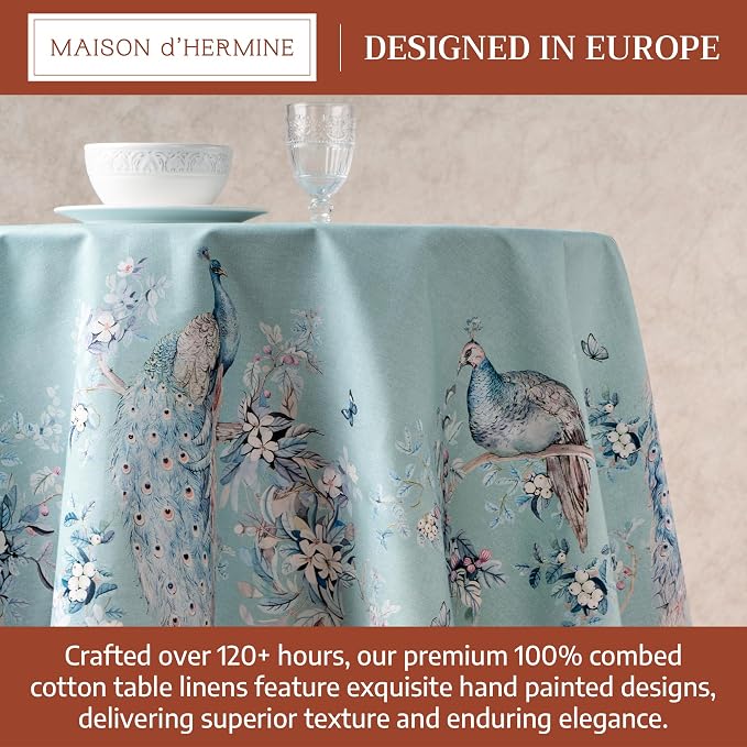 Maison d' Hermine Premium Table Cloth Round Table 100% Combed Cotton 70" - Image 3
