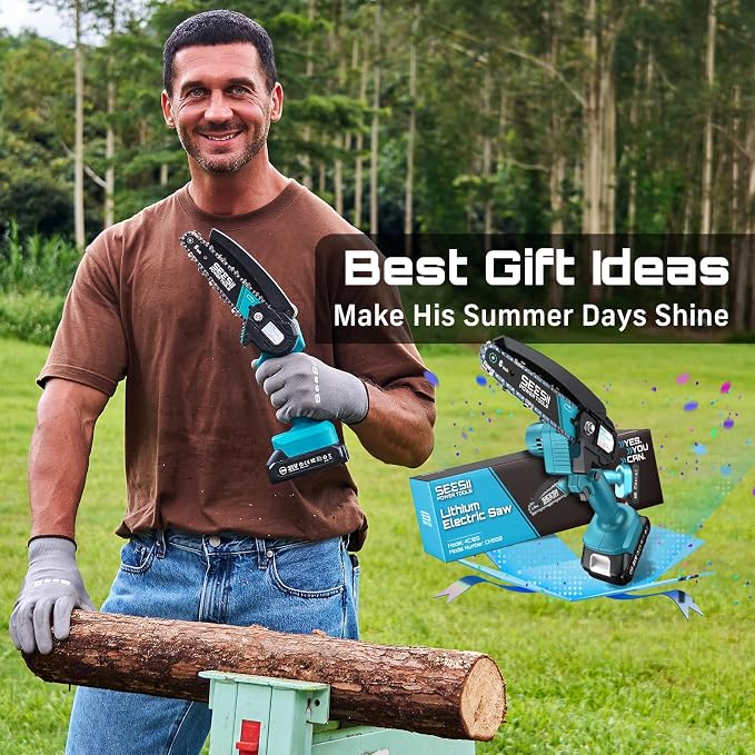 Seesii Mini Chainsaw, 6-inch Mini Chainsaw Cordless, Handheld Electric Power - Image 8